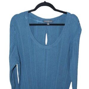 Lane Bryant Long Sleeve Ribbed Sweater Keyhole Size 26/28 Teal Blue Green